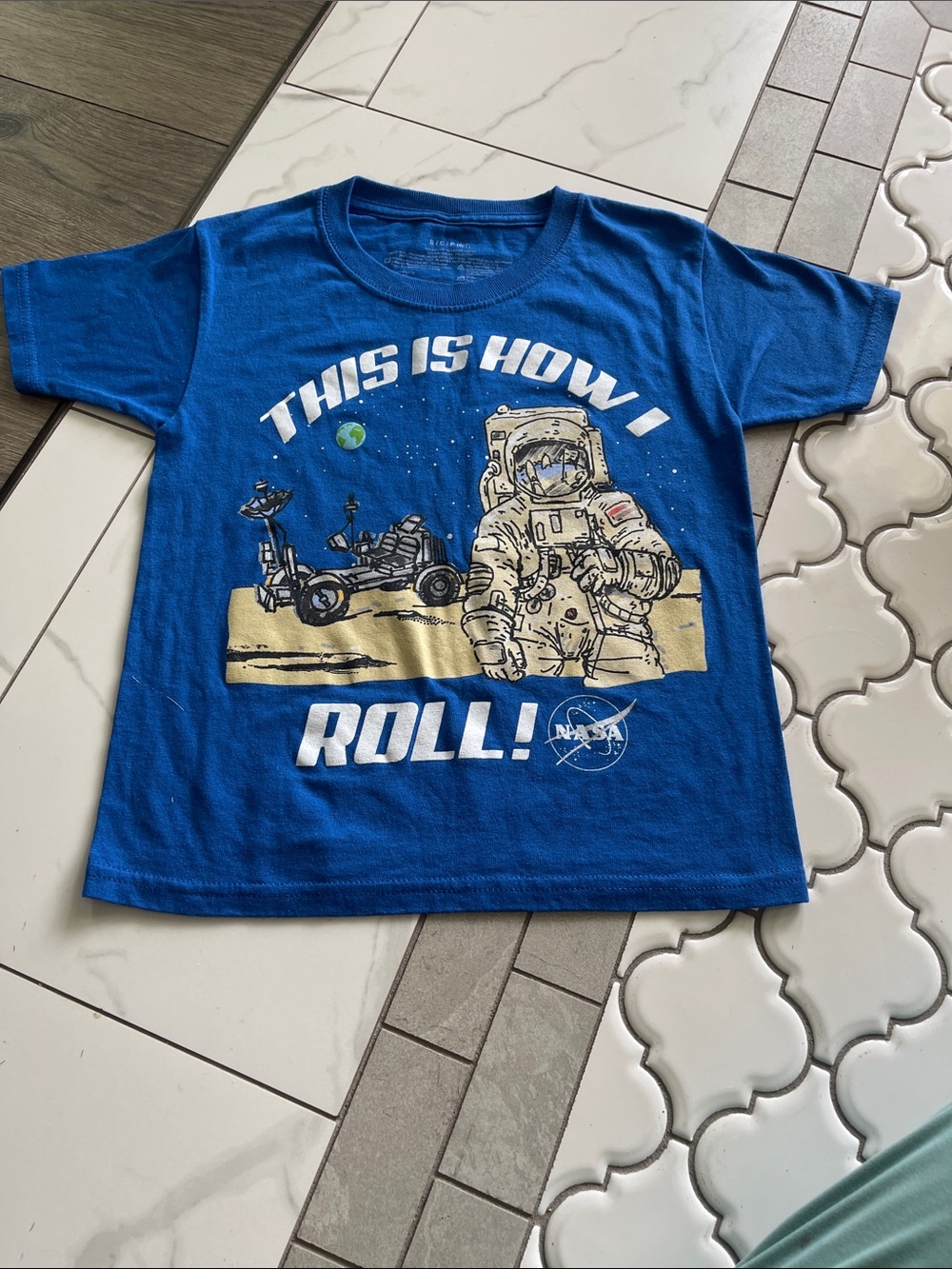 Cat & Jack Blue Kids Tee with Astronaut & Rover Graphic